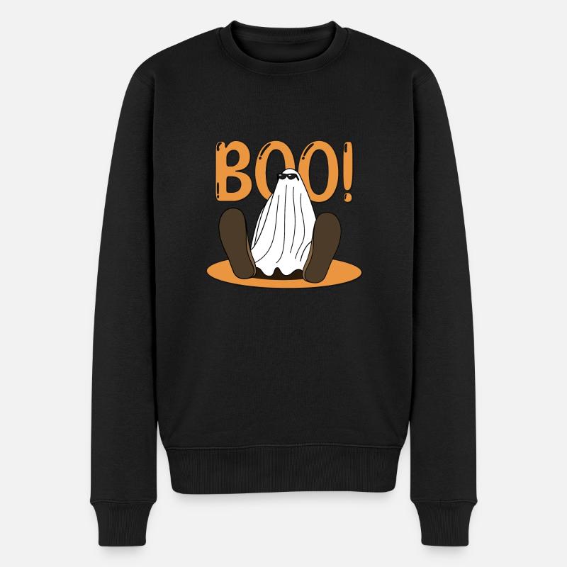 Boo Ghost sitting - Männer Premium Bio Pullover - Schwarz