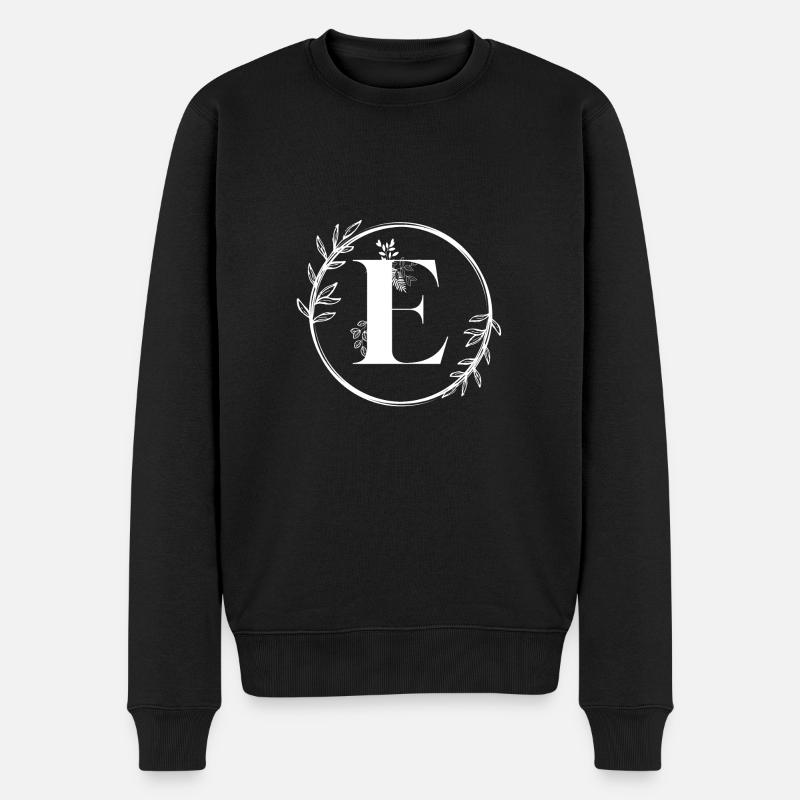 Lettre E Florale - Pull Premium bio Homme - noir