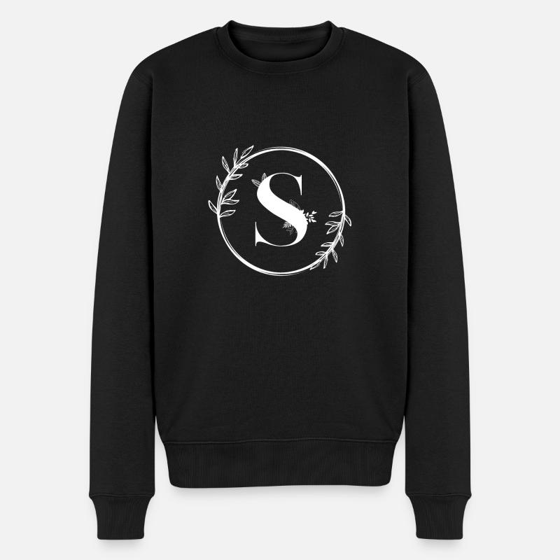 Blumenbuchstabe S - Männer Premium Bio Pullover - Schwarz