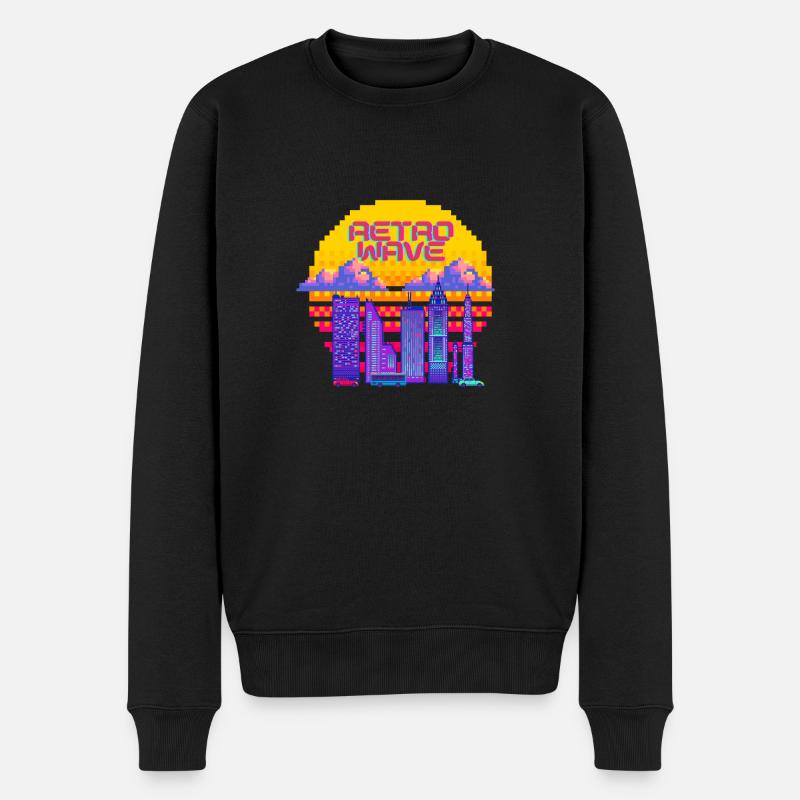 Retrowave - Pull Premium bio Homme - noir