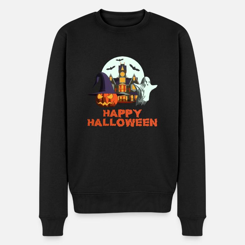 Fröhliches Halloween - Männer Premium Bio Pullover - Schwarz