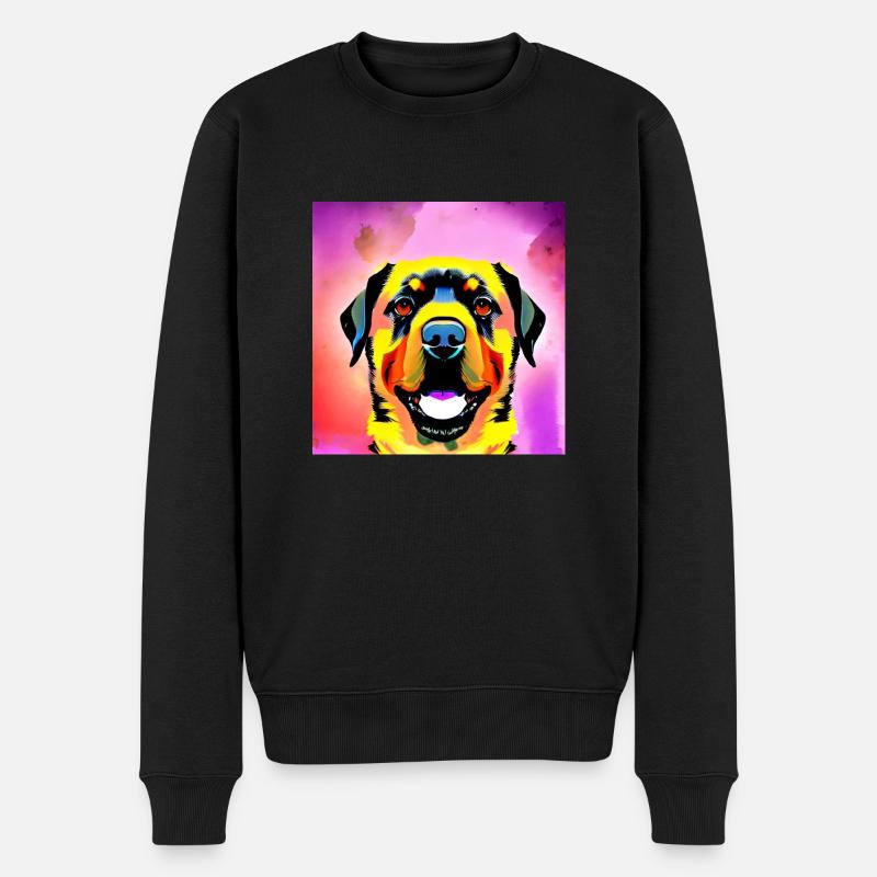 Regenbogen Glücklicher Hund - Männer Premium Bio Pullover - Schwarz