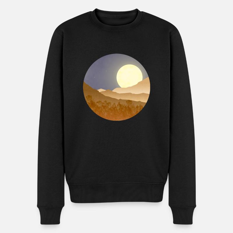 Mond in der Nachtlandschaft - Männer Premium Bio Pullover - Schwarz