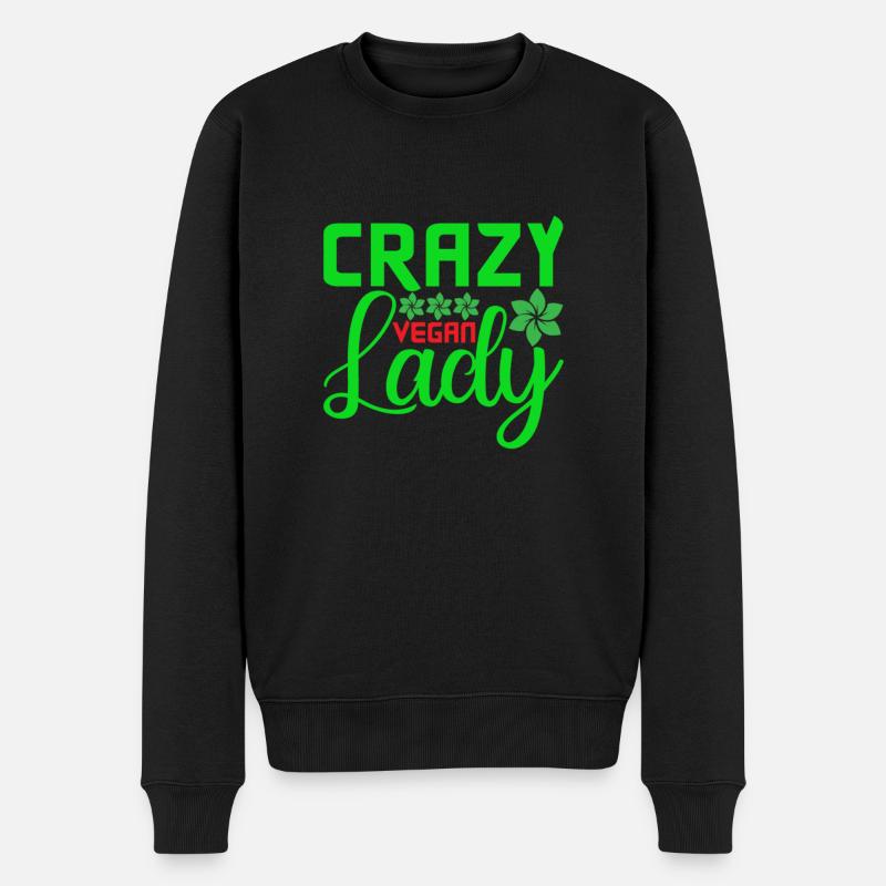 Crazy Vegan Lady - Männer Premium Bio Pullover - Schwarz