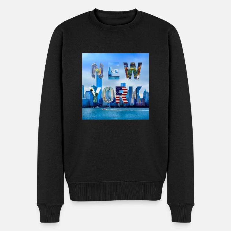 New York, États-Unis - Pull Premium bio Homme - noir