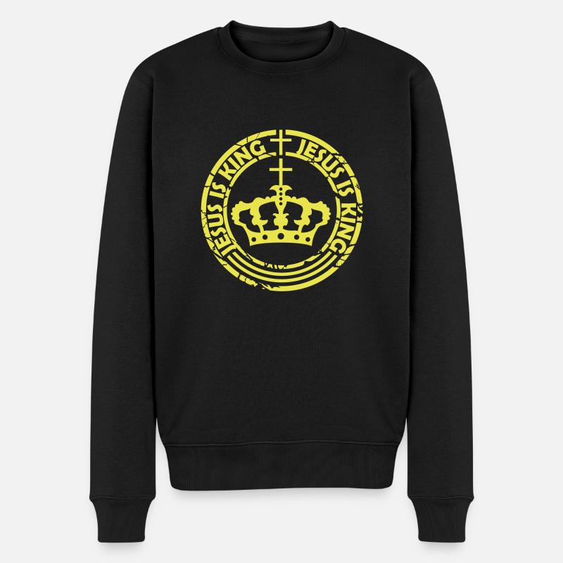 jesus is king Zitat - Männer Premium Bio Pullover - Schwarz