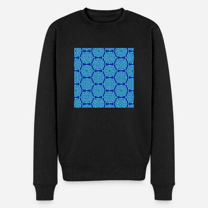 Chinesisches Muster - Männer Premium Bio Pullover - Schwarz