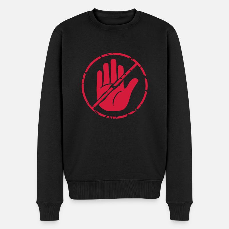 Zeichen Stop Hand durchgestrichen - Männer Premium Bio Pullover - Schwarz