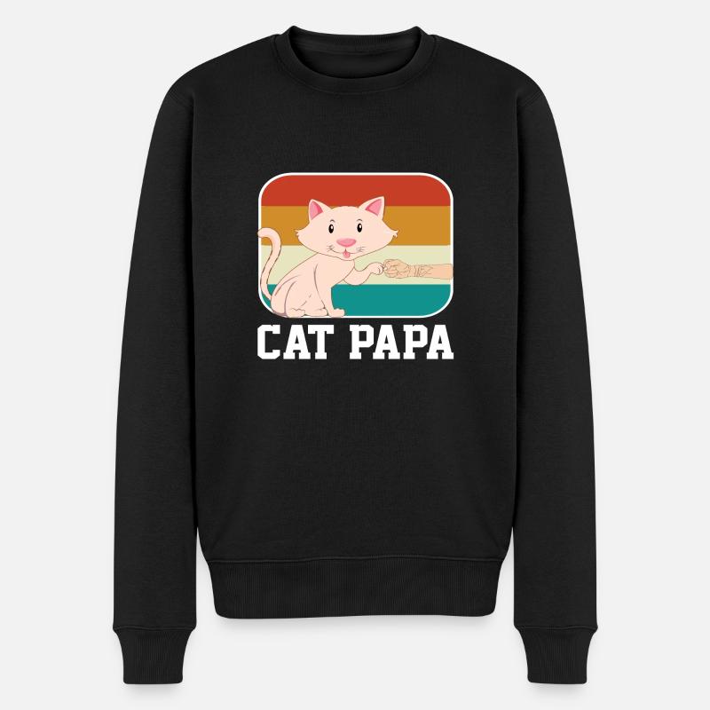 Chat Papa - Pull Premium bio Homme - noir
