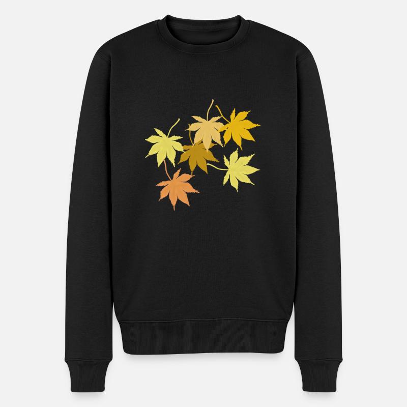 Ahornblatt - Männer Premium Bio Pullover - Schwarz