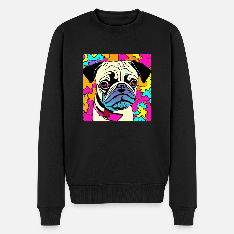 Mopswelpe - Männer Premium Bio Pullover - Schwarz