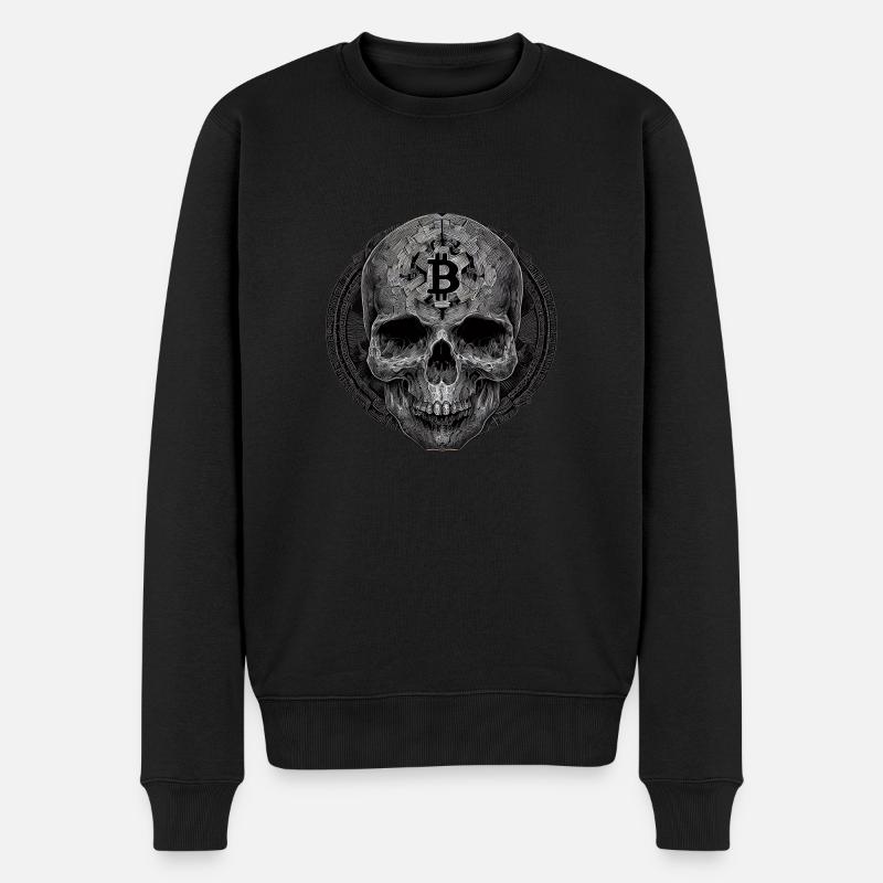 Fusion von Tod und Bitcoin - Männer Premium Bio Pullover - Schwarz
