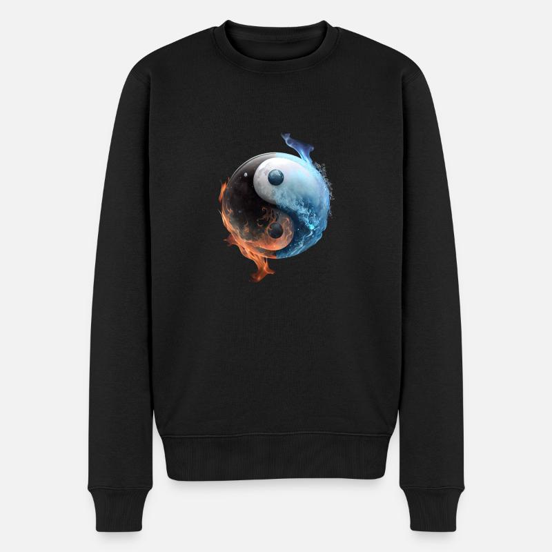 Ying et Yang Feu et glace en équilibre - Pull Premium bio Homme - noir