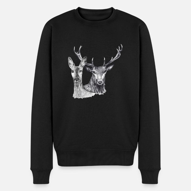 Hirsche und Rehe - Männer Premium Bio Pullover - Schwarz