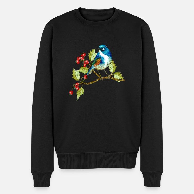 Bunter Vogel - Männer Premium Bio Pullover - Schwarz