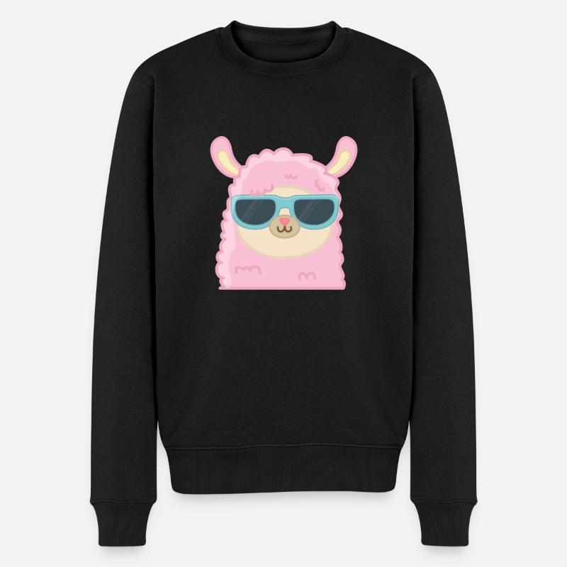 Coole Lama - Männer Premium Bio Pullover - Schwarz