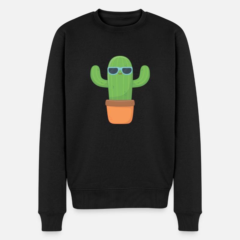 Coole Kaktus - Männer Premium Bio Pullover - Schwarz