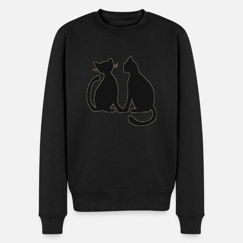 Katzen - Männer Premium Bio Pullover - Schwarz