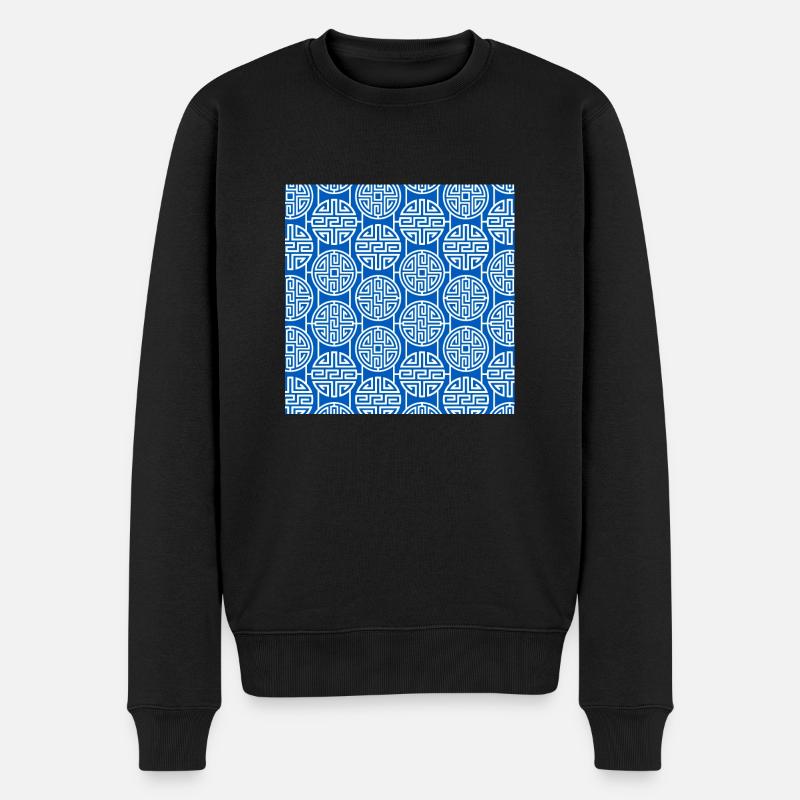 Chinesisches Muster - Männer Premium Bio Pullover - Schwarz