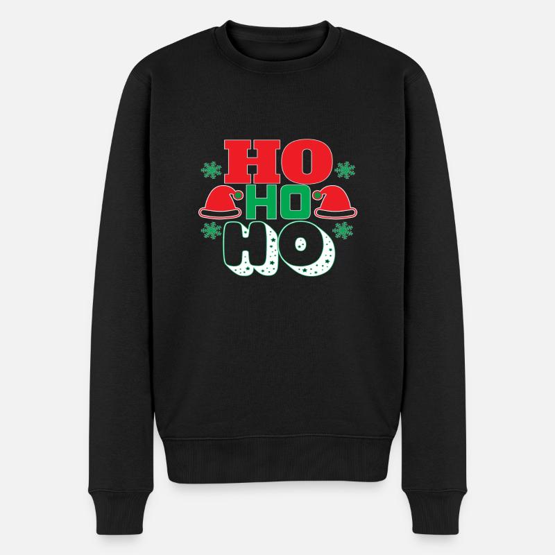 Ho Ho Ho - Männer Premium Bio Pullover - Schwarz