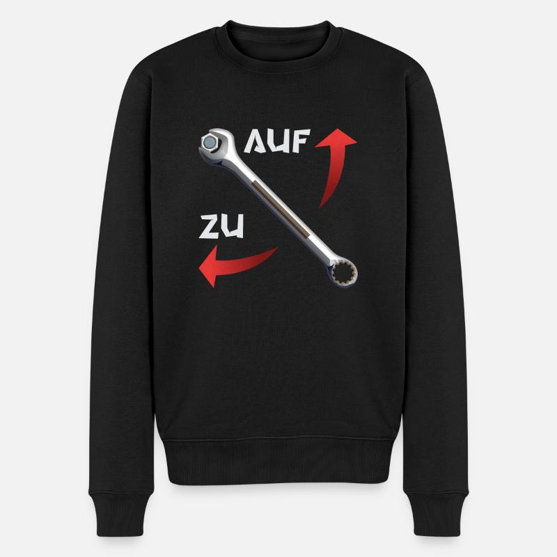 Schraubenschlüssel auf zu2 - Männer Premium Bio Pullover - Schwarz