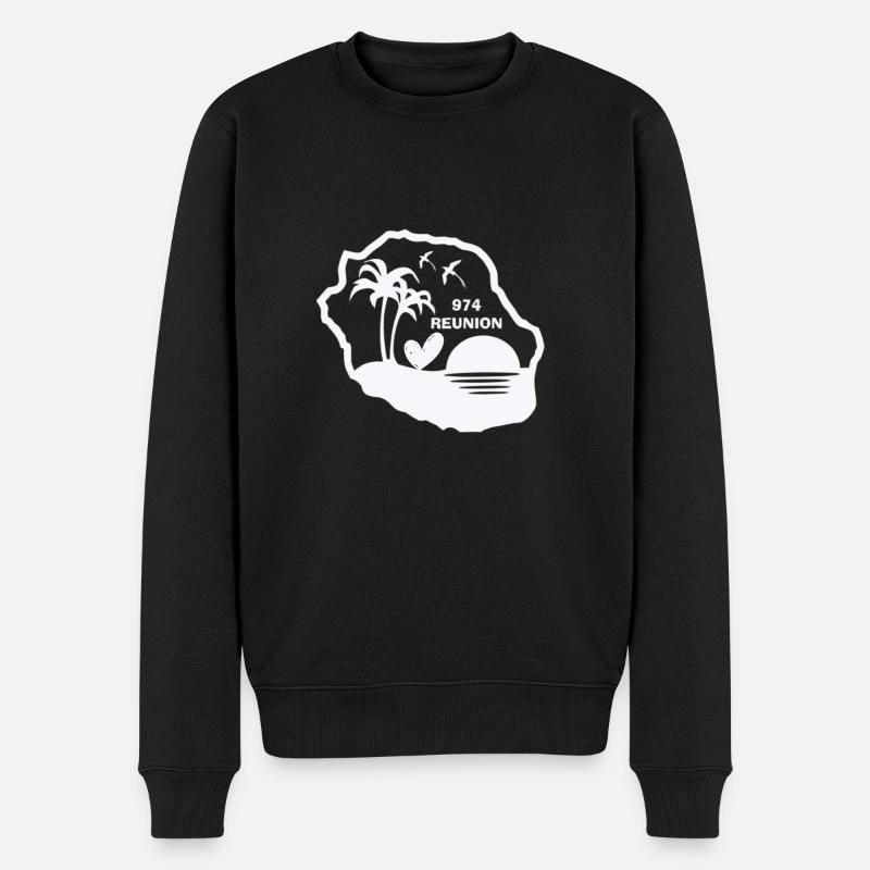 La Réunion 974 - Intense Island - Männer Premium Bio Pullover - Schwarz