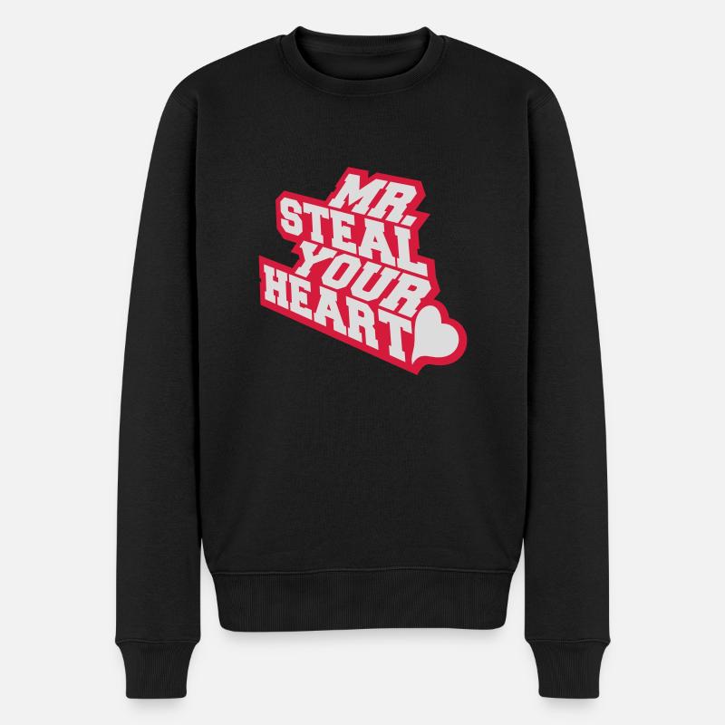 mr steal your heart - Männer Premium Bio Pullover - Schwarz