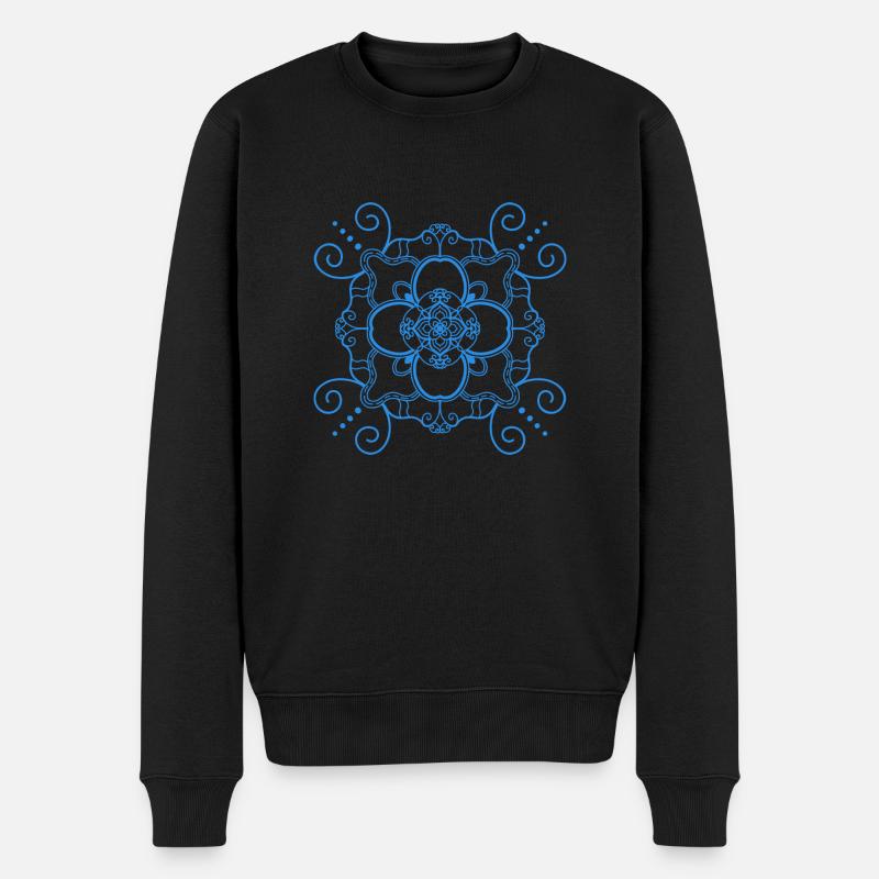 Mandala style - Blau - Männer Premium Bio Pullover - Schwarz