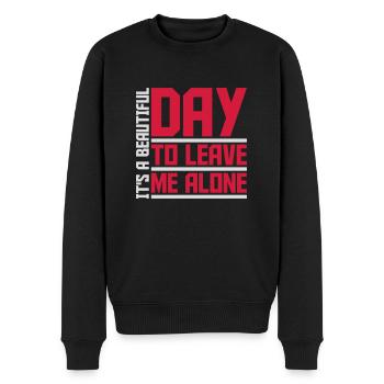 leave me alone day - Männer Premium Bio Pullover - Schwarz - Vorne - Nico (187cm)