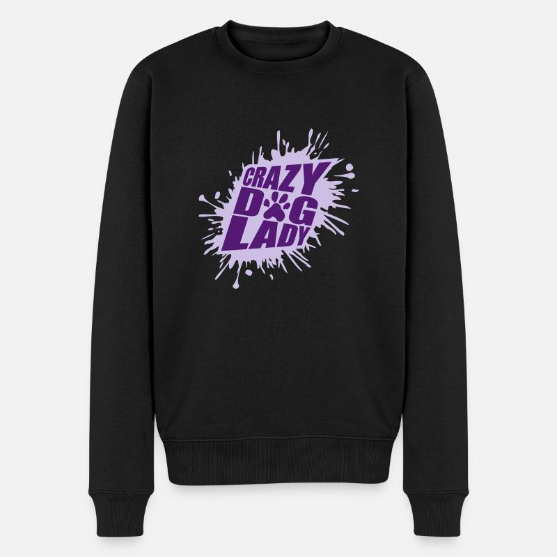 crazy dog lady Zitat - Männer Premium Bio Pullover - Schwarz