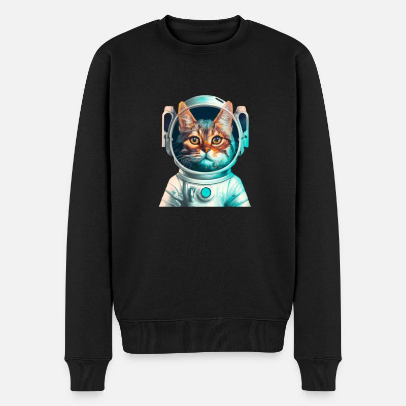 space cat - Männer Premium Bio Pullover - Schwarz