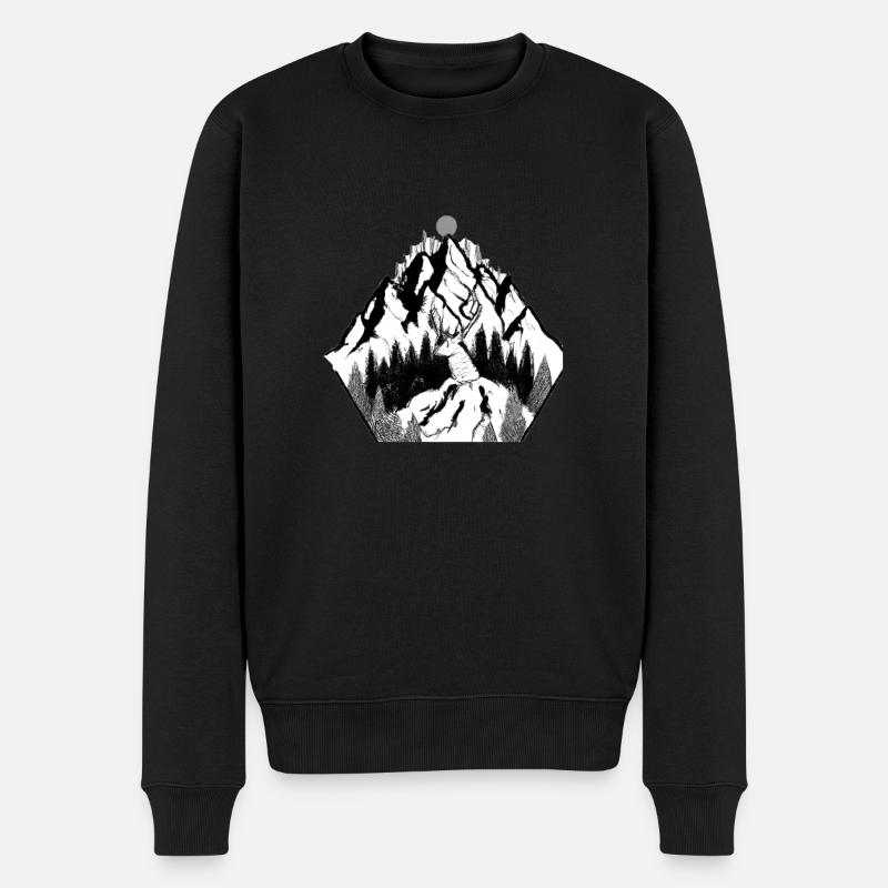 Mountain Deer Ink - Männer Premium Bio Pullover - Schwarz