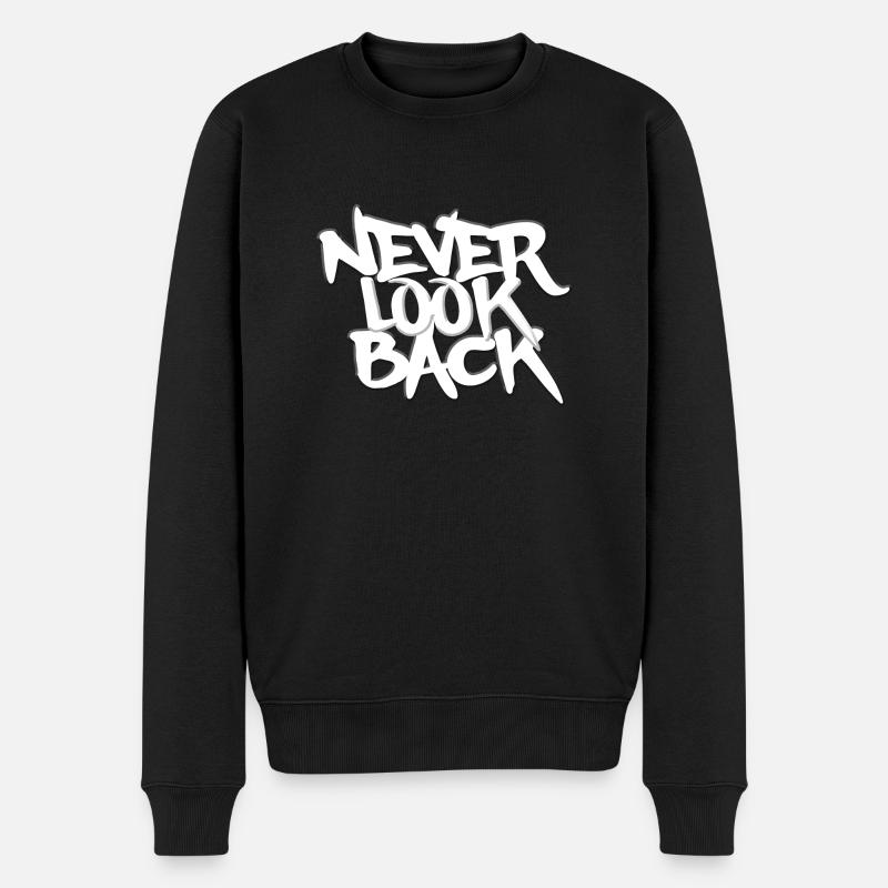 NEVER LOOK BACK GRAFFITI - Männer Premium Bio Pullover - Schwarz