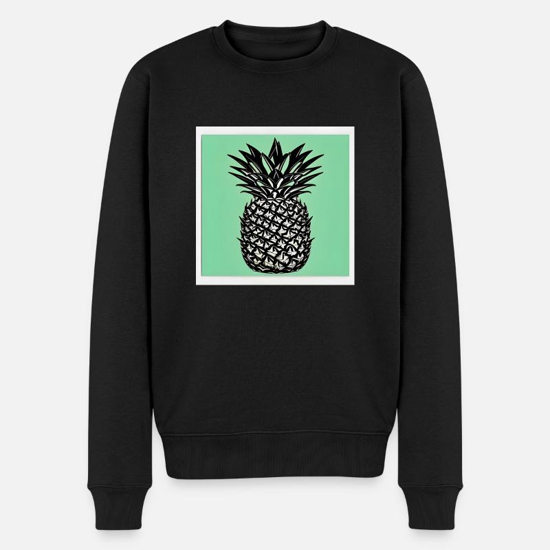 Ananas mit grünem Hintergrund - Männer Premium Bio Pullover - Schwarz