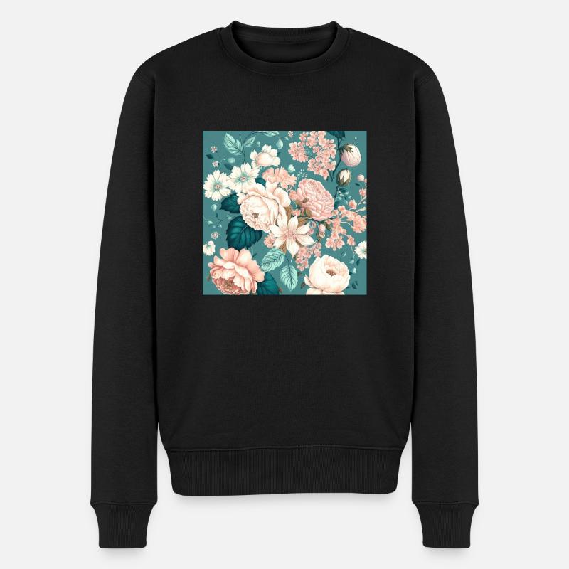 Floral Design 5 - Männer Premium Bio Pullover - Schwarz