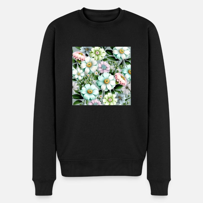 Floral Design 28 - Männer Premium Bio Pullover - Schwarz