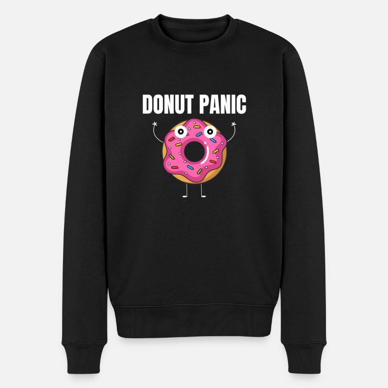 Donut Panik - Männer Premium Bio Pullover - Schwarz