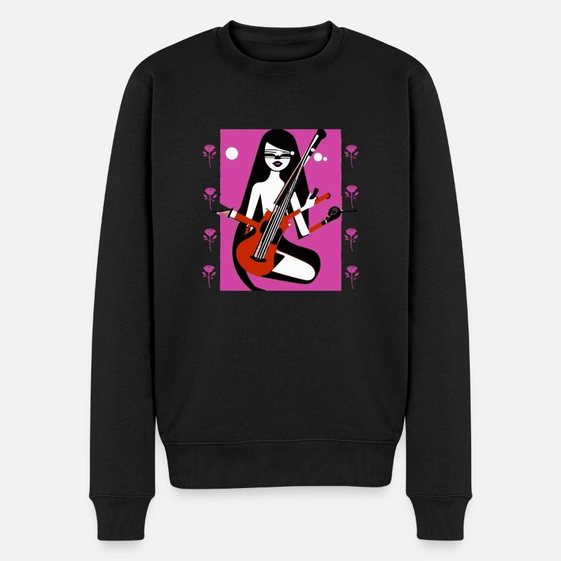 Musik Mädchen - Männer Premium Bio Pullover - Schwarz