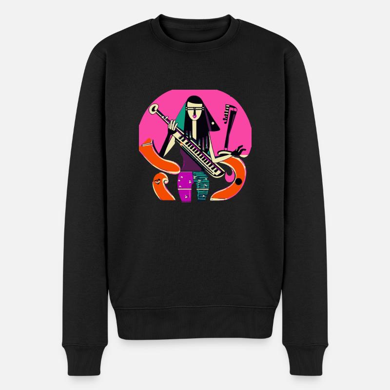 Musik Mädchen - Männer Premium Bio Pullover - Schwarz