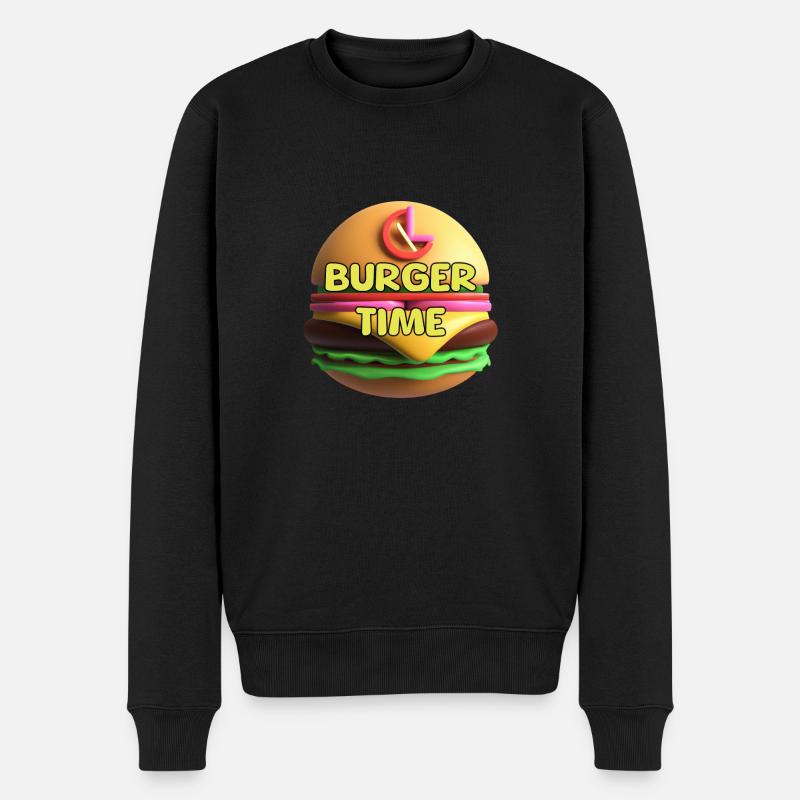 BURGER TIME - Männer Premium Bio Pullover - Schwarz