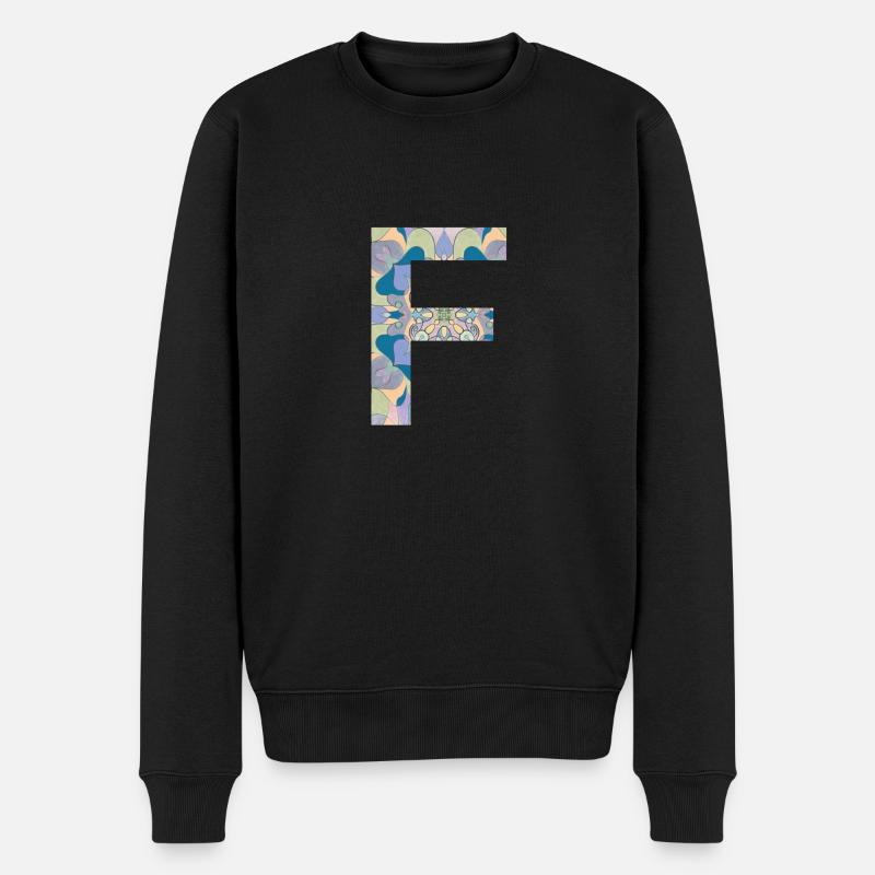 Buchstabe F im Mandala - Männer Premium Bio Pullover - Schwarz