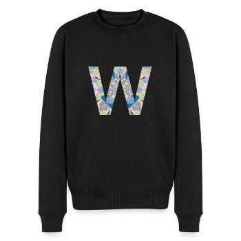Lettre W en mandala - Pull Premium bio Homme - noir - Devant - Nico (187cm)
