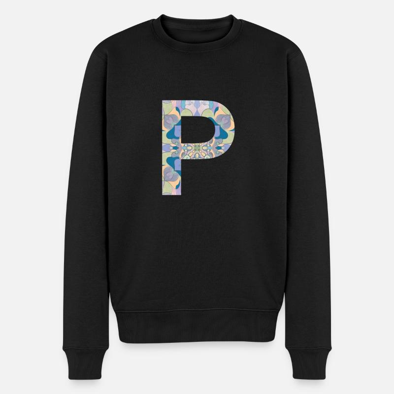 Lettre P en mandala - Pull Premium bio Homme - noir