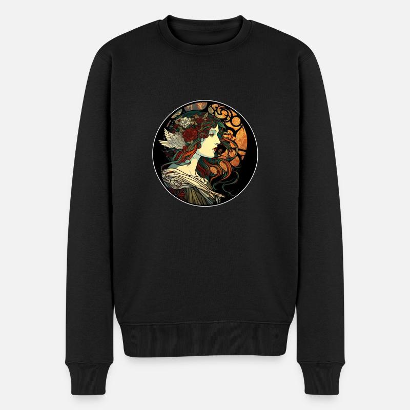 Mystischer Frauen-Jugendstil-Weg - Männer Premium Bio Pullover - Schwarz