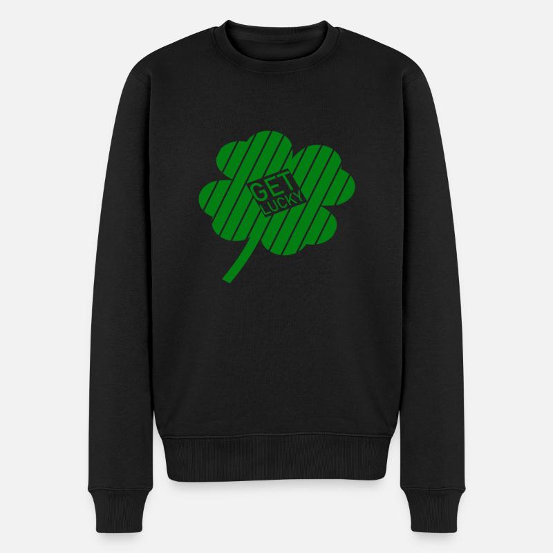 Get Lucky St. Patrick´s Day - Männer Premium Bio Pullover - Schwarz