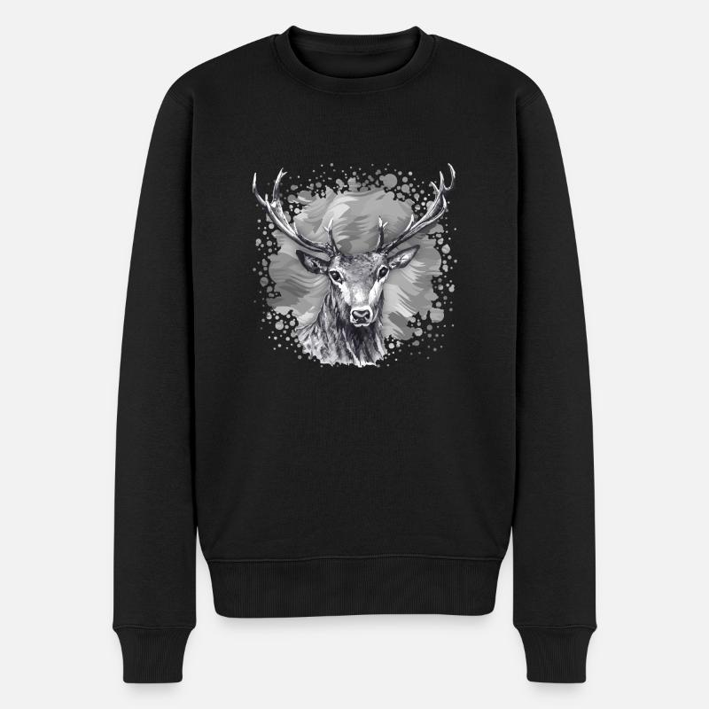 Cerf - Pull Premium bio Homme - noir