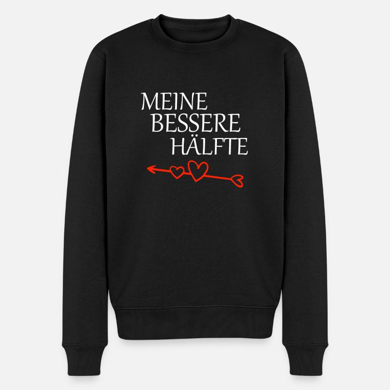 Partnershirt meine bessere Hälfte - Männer Premium Bio Pullover - Schwarz