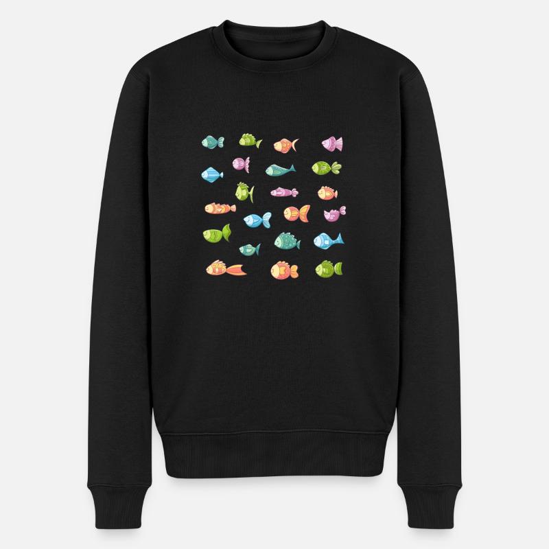 Niedliche bunte Fische - Männer Premium Bio Pullover - Schwarz