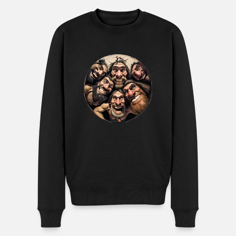 Deine Cavemen-Buddies - Männer Premium Bio Pullover - Schwarz
