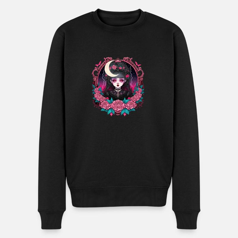 Viktorianische Gothic-Dame - Männer Premium Bio Pullover - Schwarz